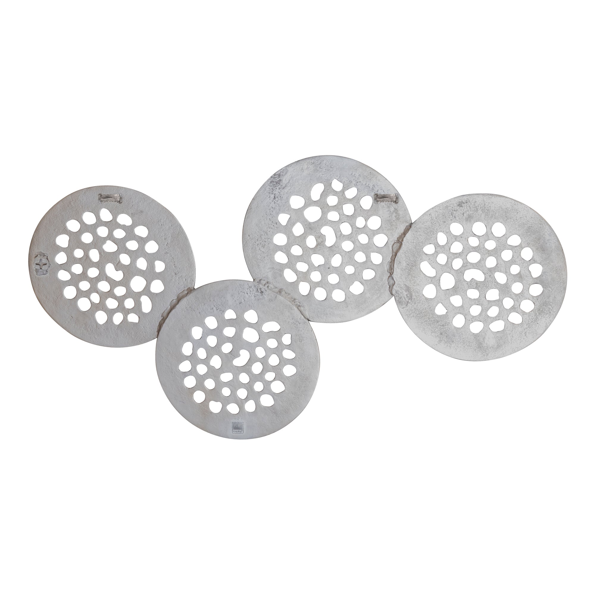 Geoffe Silver Casted Alu 4 Rounds Wall Panel PTMD - Wanddecoratie - PTMD - livinglovely.nl