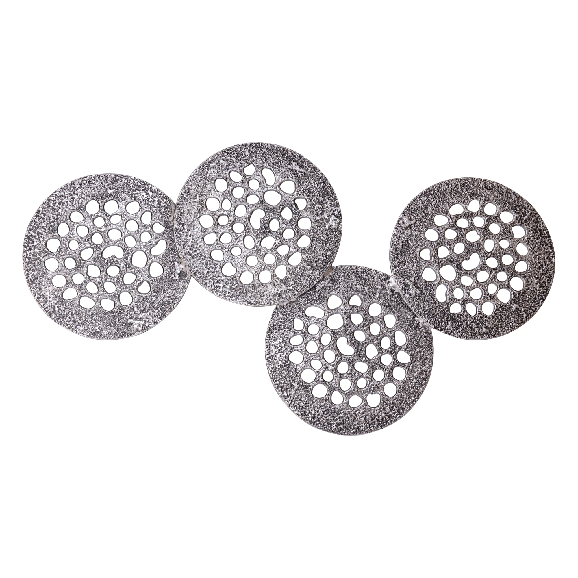 Geoffe Silver Casted Alu 4 Rounds Wall Panel PTMD - Wanddecoratie - PTMD - livinglovely.nl