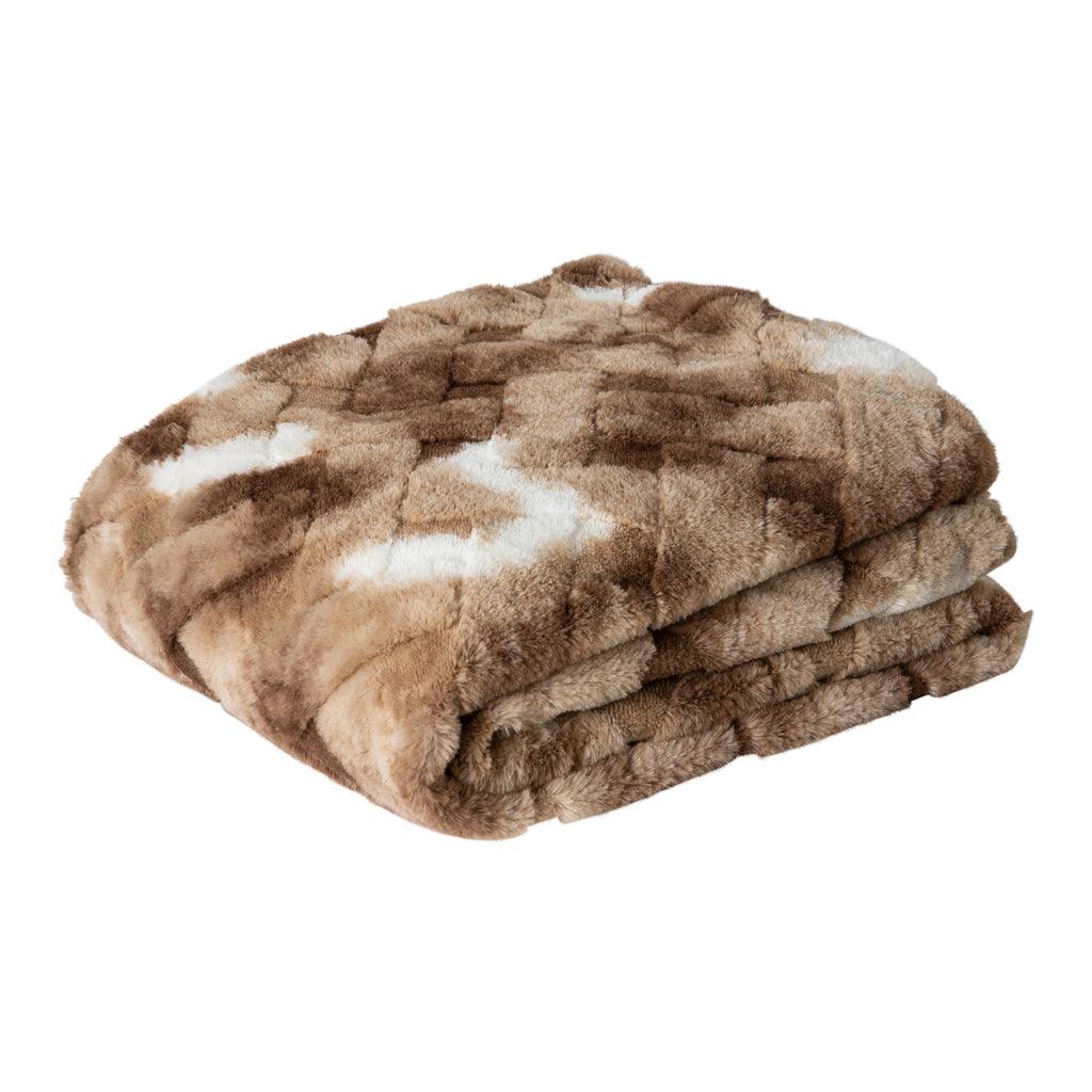 Geraldine Brown artificial fur plaid rectangle S PTMD - Poef - PTMD - livinglovely.nl