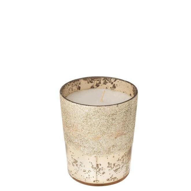 Geurkaars Deluxe Glas Goud Small-48u - Geurkaars - J-Line - livinglovely.nl