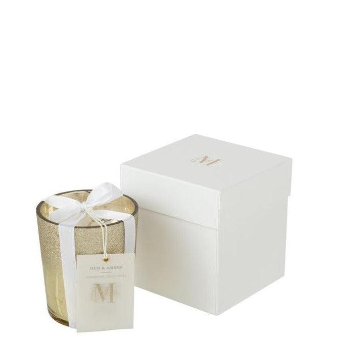 Geurkaars Deluxe Glas Goud Small-48u - Geurkaars - J-Line - livinglovely.nl