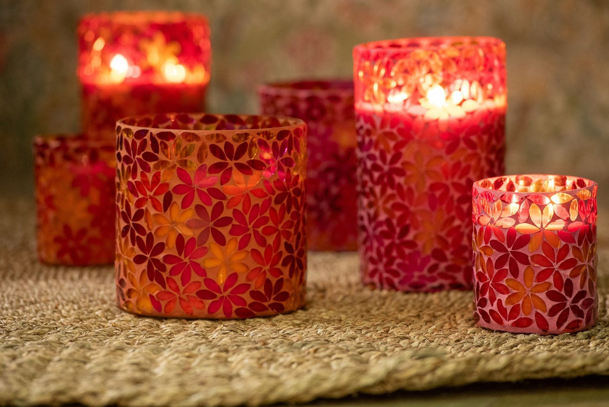 Geurkaars Flower Mosaic Wax Large Set van 2-75u