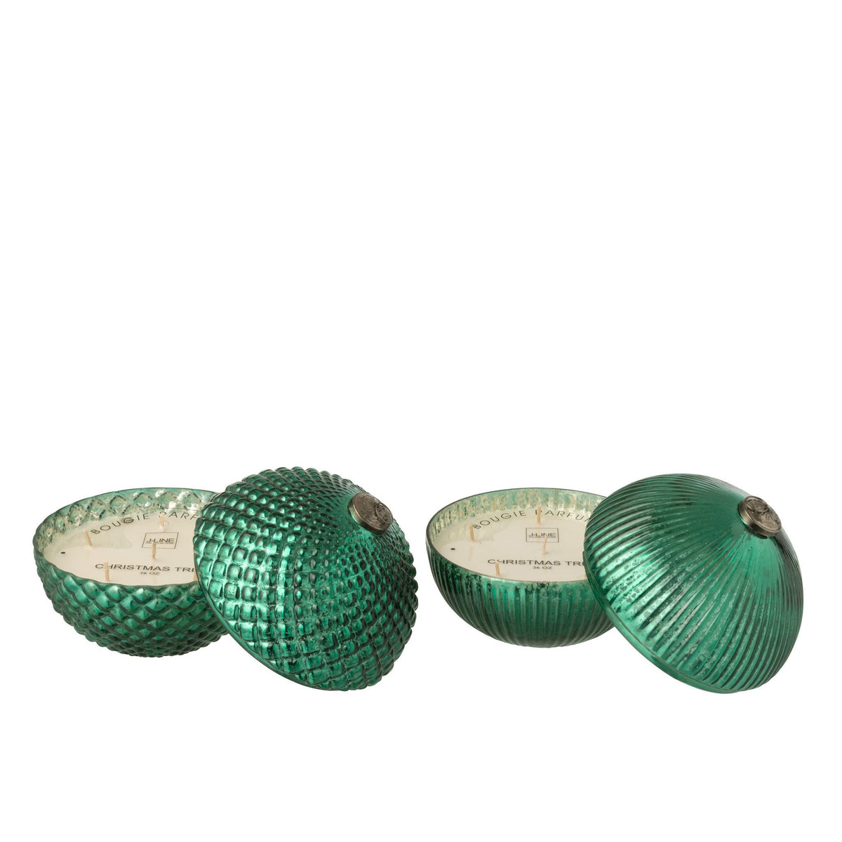 Geurkaars Kerstbal Glas Groen Large Set van 2 J-Line