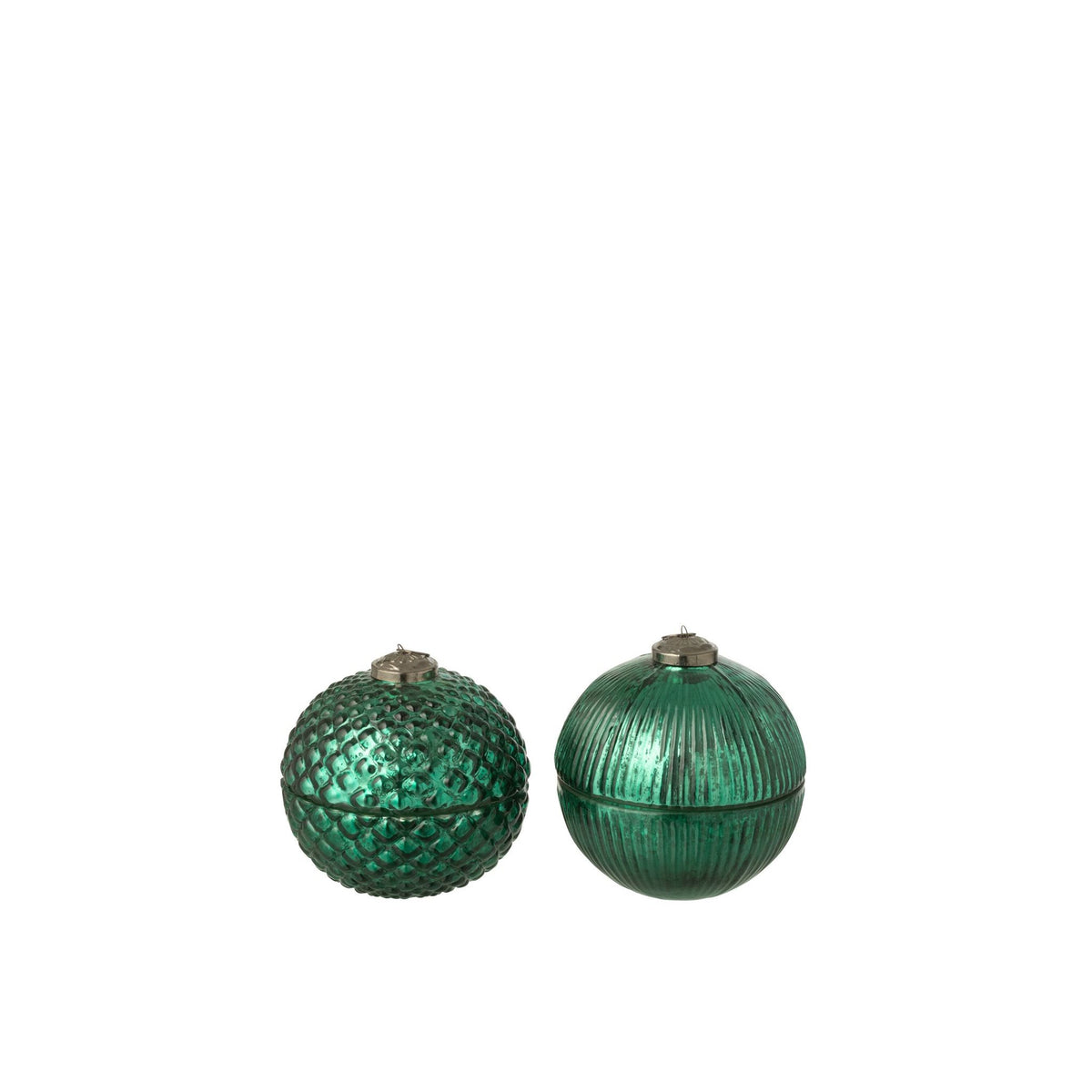 Geurkaars Kerstbal Glas Groen Small Set van 2 J-Line