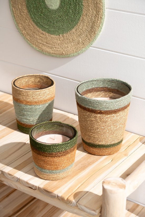 Geurkaars Mand Beige Medium - 55 Uur - Geurkaars - J-Line - livinglovely.nl