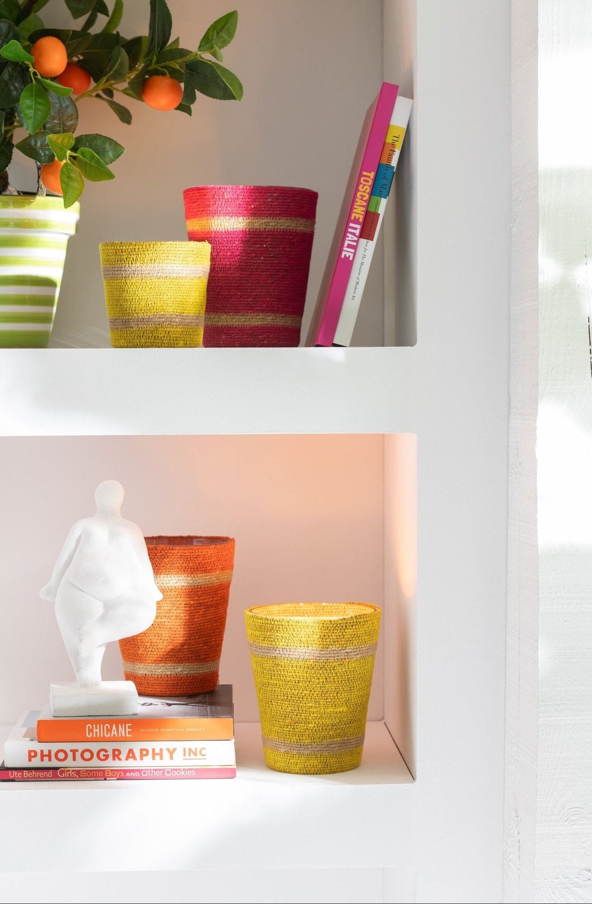 Geurkaars Mand Wax Oranje Medium - 55 Uur
