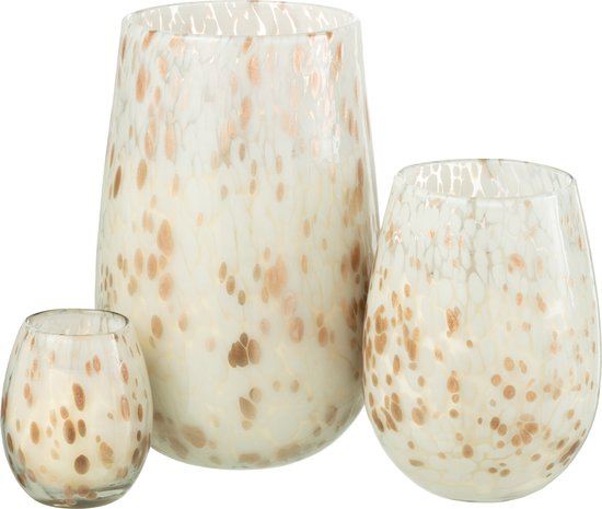 Geurkaars Mia Wit/Mix Glas Small 90uur - Geurkaars - J-Line - livinglovely.nl