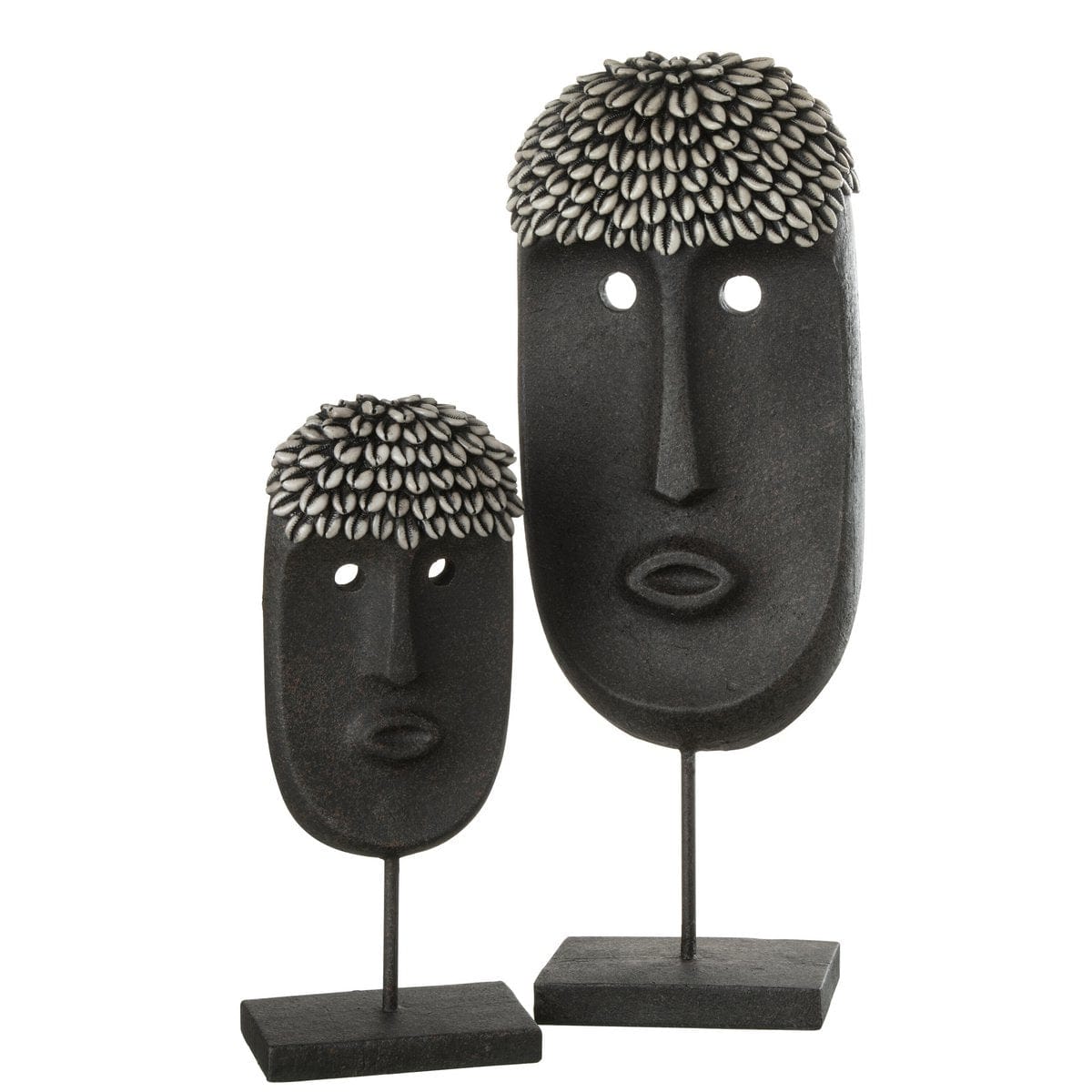 Gezicht Staander Etnisch Steen/Resine Zwart Large - Ornament - J-Line - livinglovely.nl