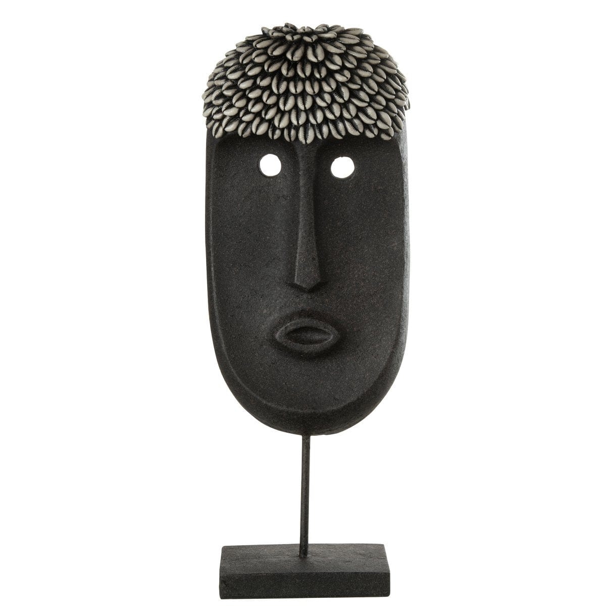 Gezicht Staander Etnisch Steen/Resine Zwart Large - Ornament - J-Line - livinglovely.nl