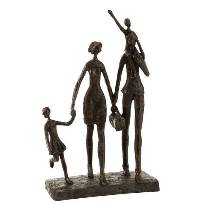 Gezin Op Stap Poly Donker Bruin - Beeld - J-Line - livinglovely.nl