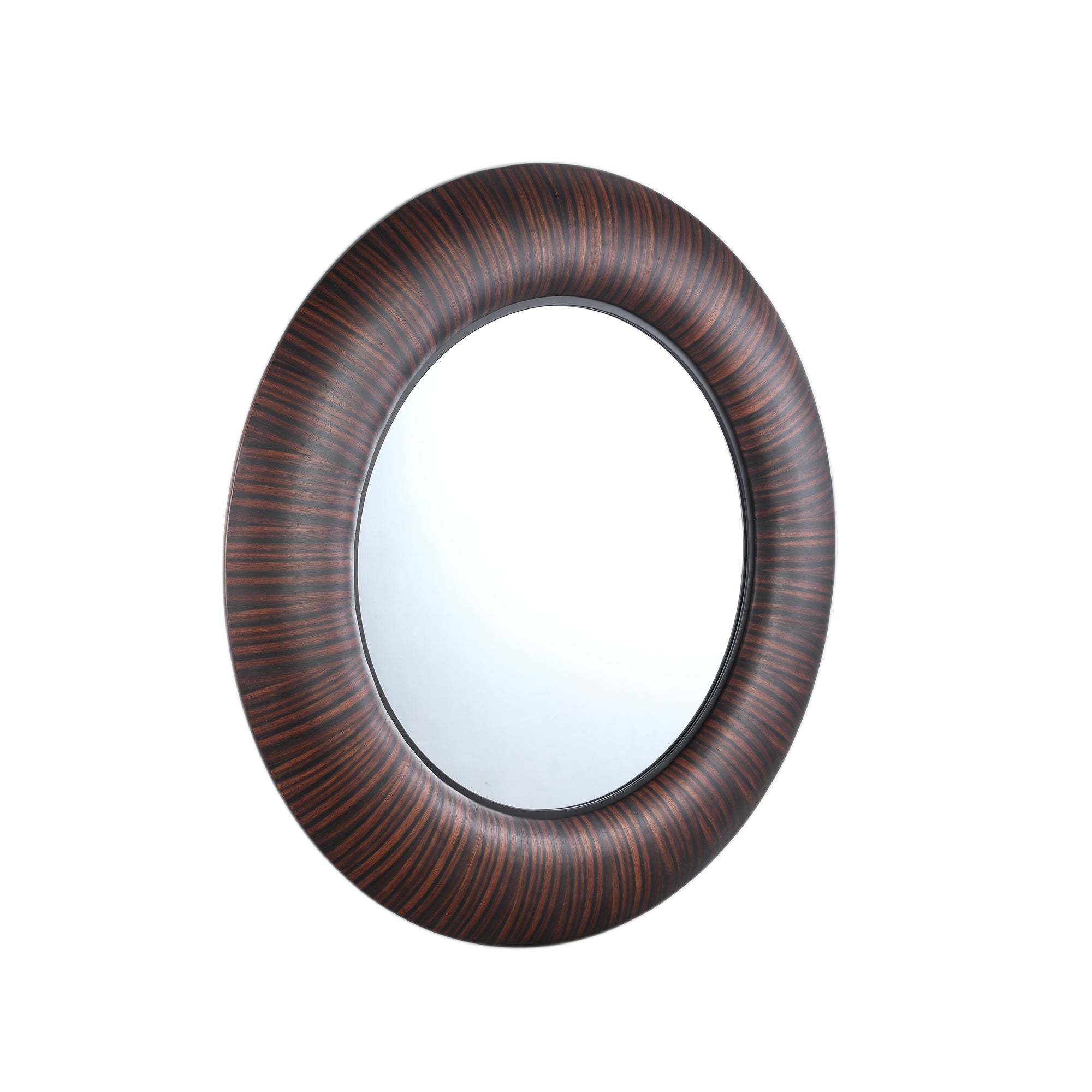 Gezzy Brown Wooden Mirror Thick Frame Round 110.5 x 5.5 x 110.5cm PTMD - Spiegel - PTMD - livinglovely.nl