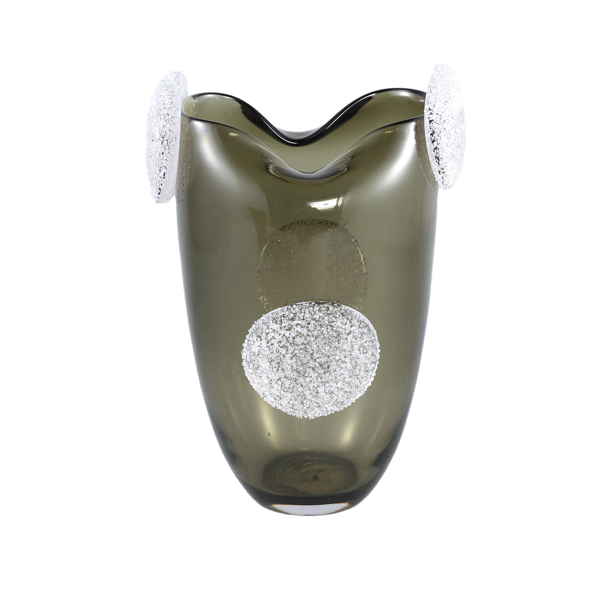 Giah Green Solid Glass Vase With Deco Rounds L PTMD - Vaas - PTMD - livinglovely.nl