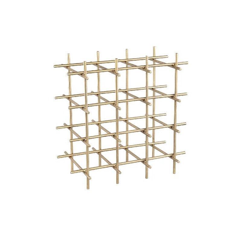Gordo Brass Steel Square open Frame Wine Rack PTMD - Wijnrek - PTMD - livinglovely.nl