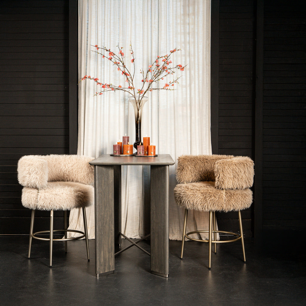 Hair Cream Barstoel Champagne Metaal Base PTMD - Barkruk - PTMD - livinglovely.nl