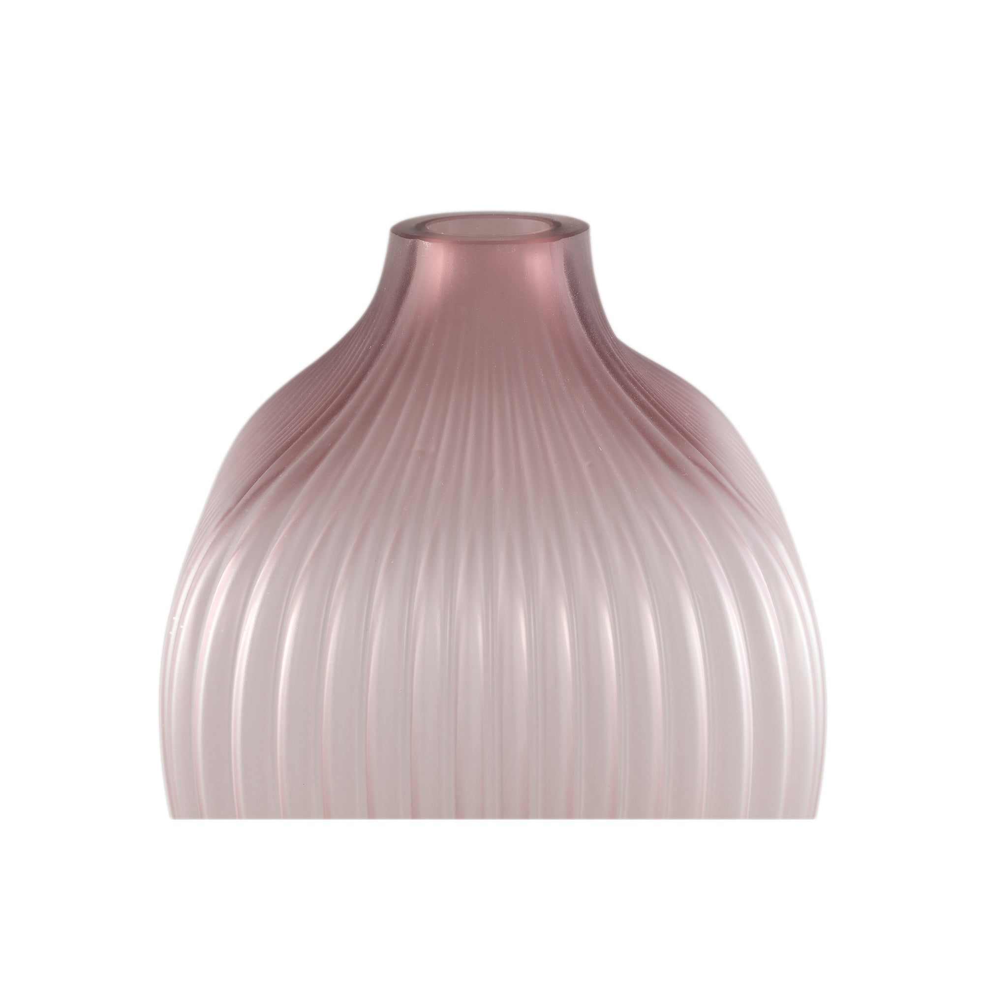 Halde Light Purple Solid Glass Vase Ribbed High Dia19H37cm PTMD - Vaas - PTMD - livinglovely.nl
