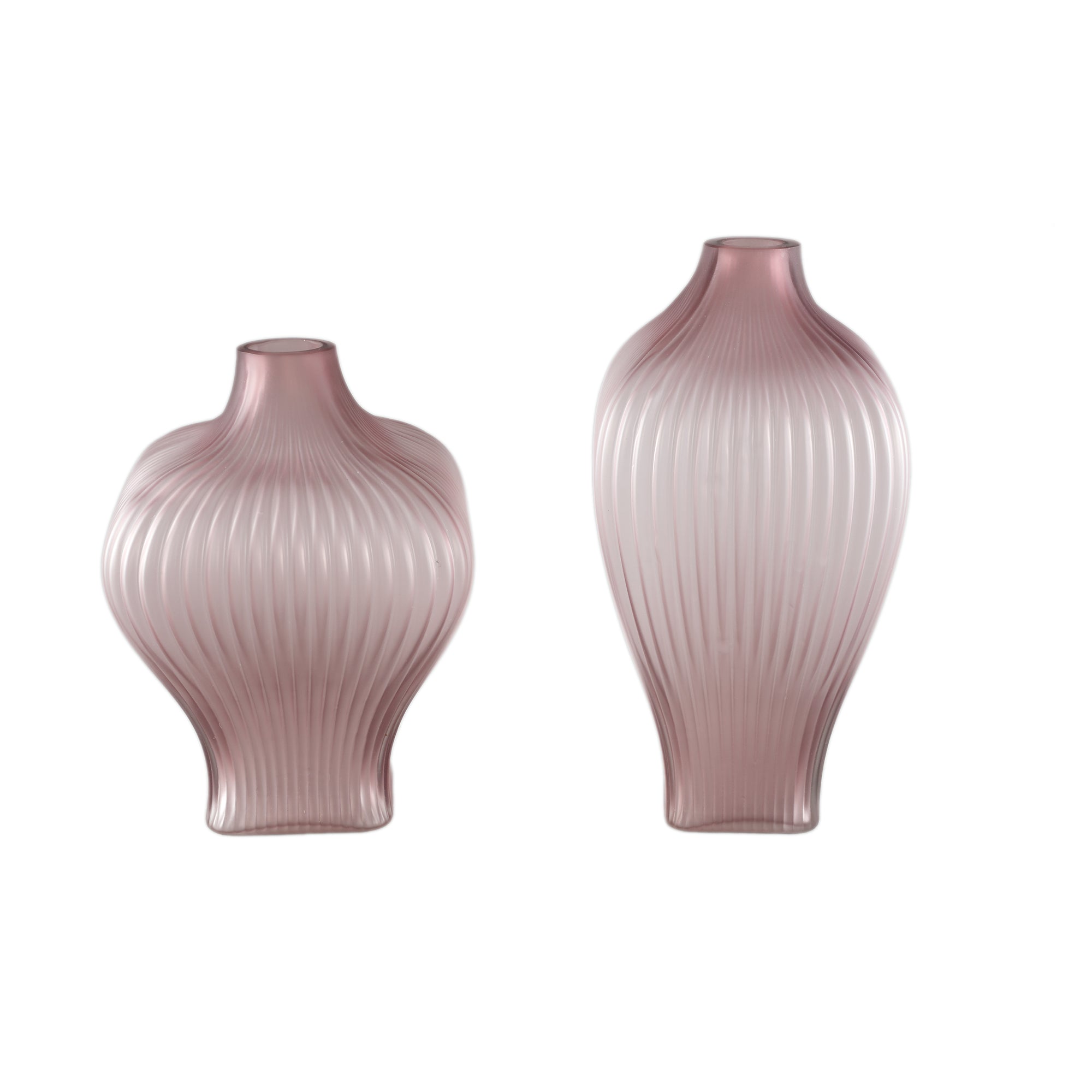 Halde Light Purple Solid Glass Vase Ribbed High Dia19H37cm PTMD - Vaas - PTMD - livinglovely.nl