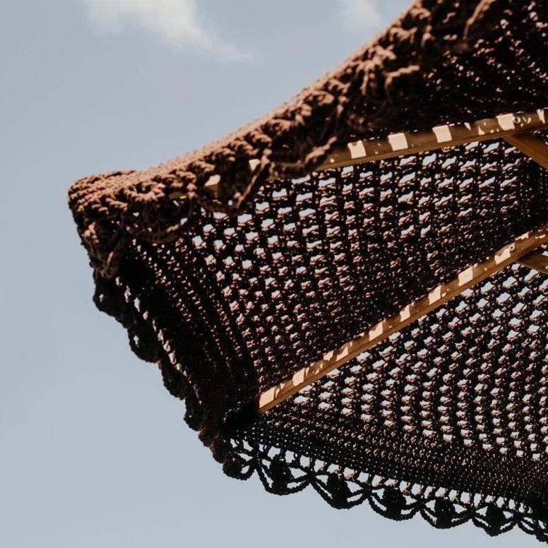 Handgeknoopte Parasol - Flower Bruin Rond - 250cm - Handgeknoopte parasol - Todo Bien - livinglovely.nl