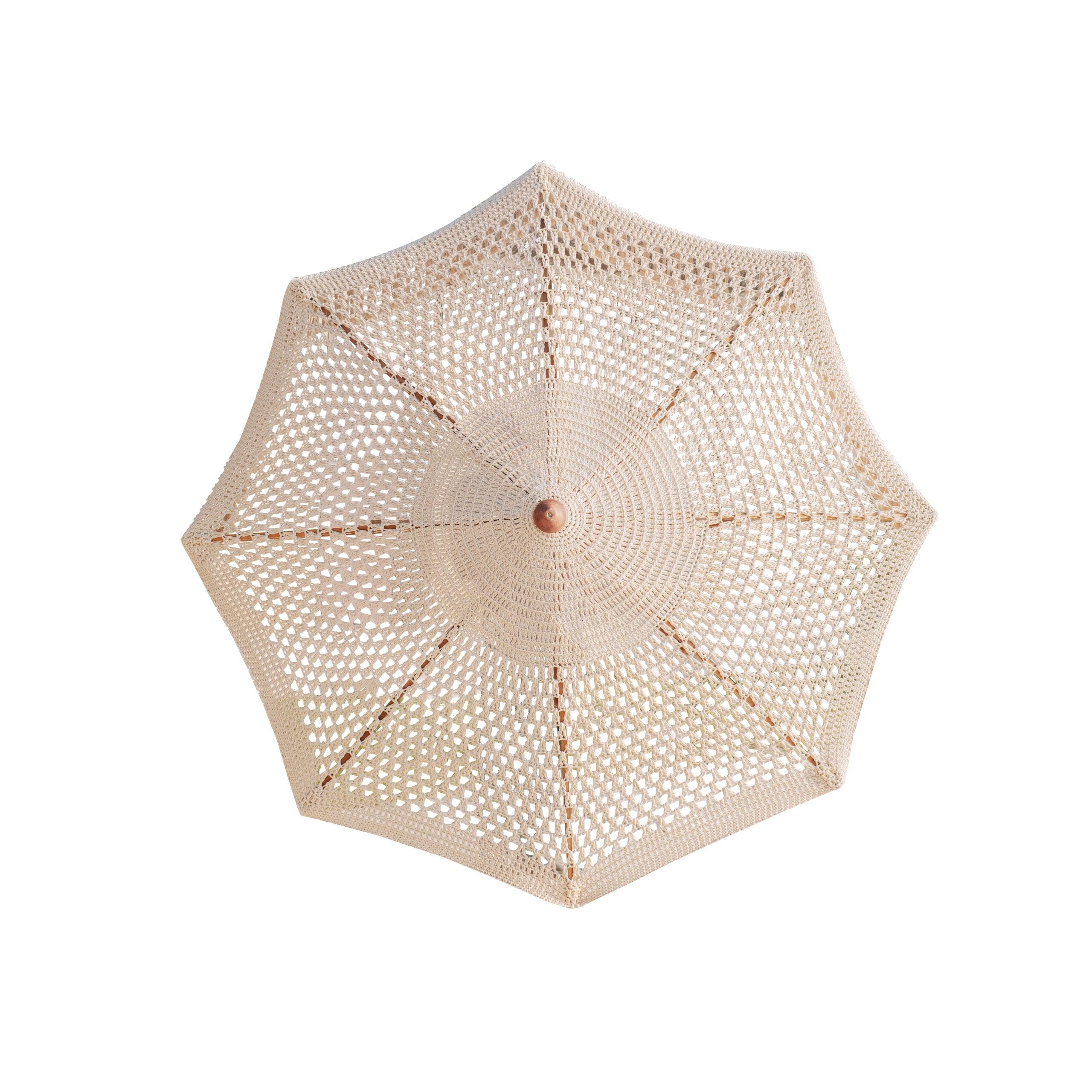Handgeknoopte Parasol - Fringe Crème 250cm - Handgeknoopte parasol - Todo Bien - livinglovely.nl