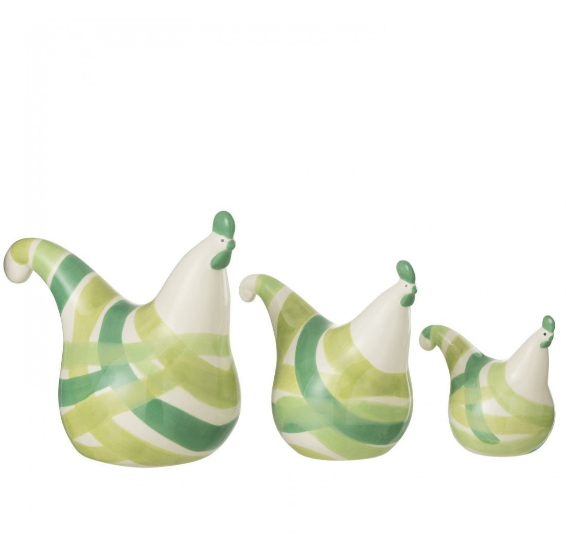 Hanen Lijnen Dolomiet Groen Mix Set van 3 - Paas - J-Line - livinglovely.nl