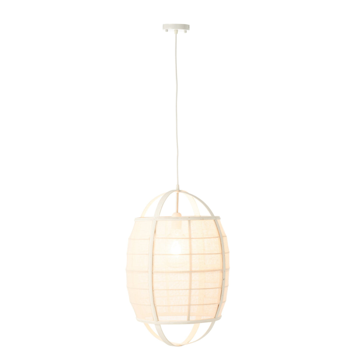 Hanglamp Ion Linnen/Bamboe Wit Small J-Line