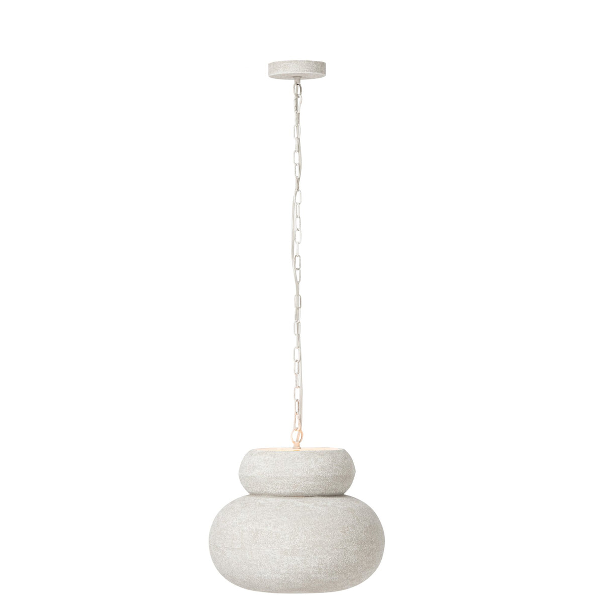 Hanglamp Rond Ijzer Wit Small van J-Line, gebolde witte lampenkap van ijzer, zijaanzicht