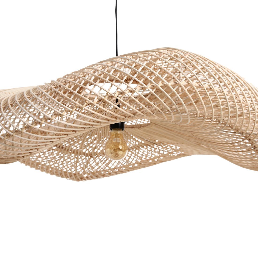 Hanglamp Wave Natural XXL Raw Materials 115x115x35cm - Hanglamp - Raw Materials - livinglovely.nl
