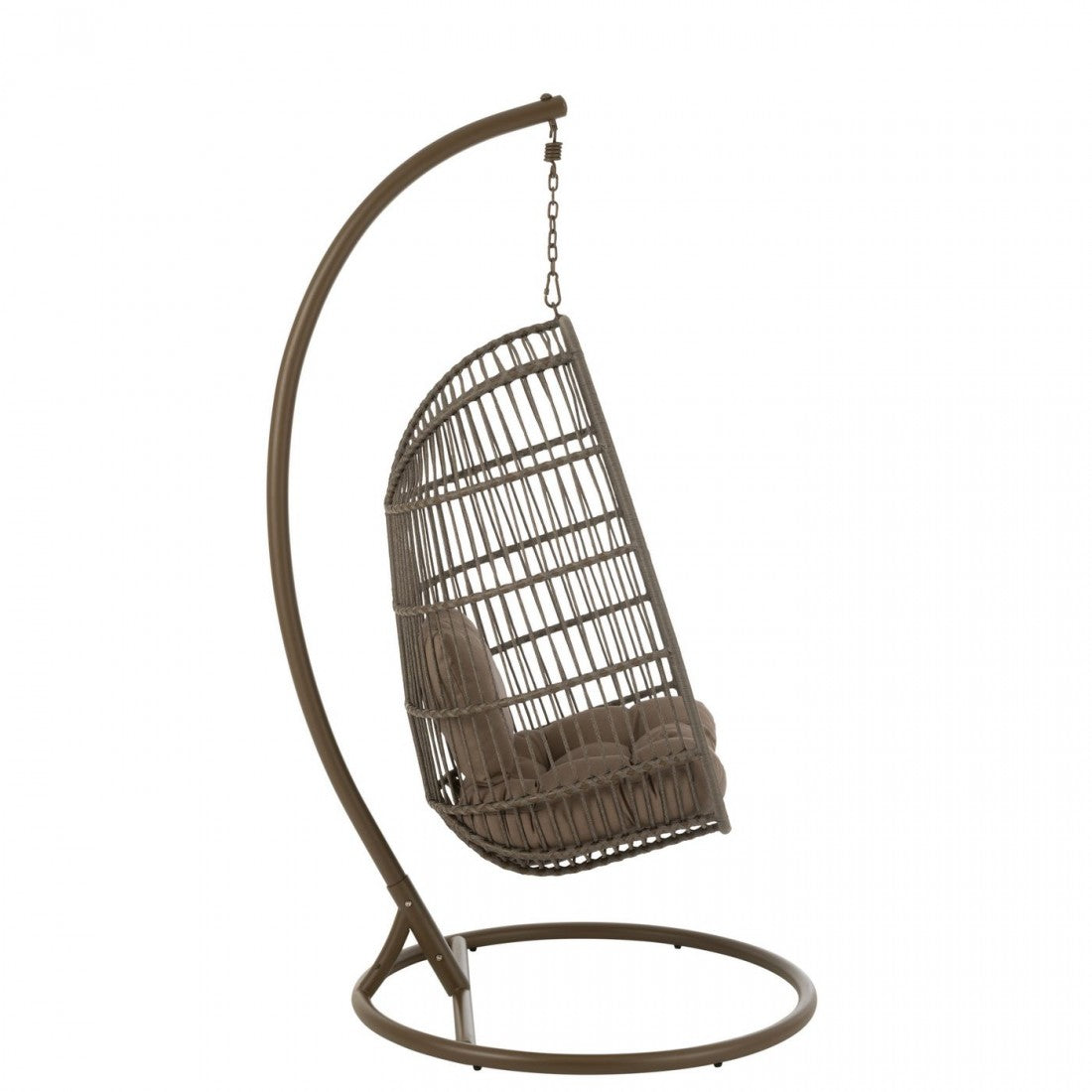 Hangstoel+Kussen Egga Metaal/Koord Bruin - Hangstoel - J-Line - livinglovely.nl