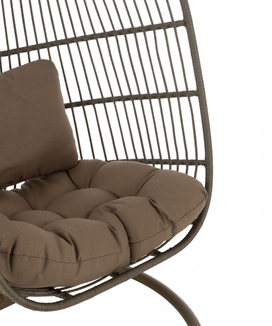 Hangstoel+Kussen Egga Metaal/Koord Bruin - Hangstoel - J-Line - livinglovely.nl