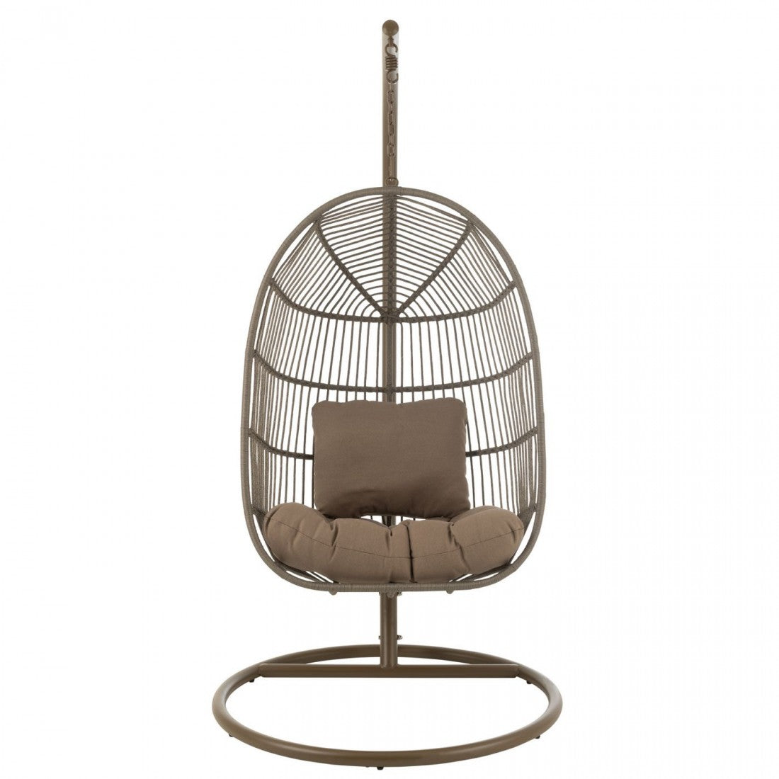 Hangstoel+Kussen Egga Metaal/Koord Bruin - Hangstoel - J-Line - livinglovely.nl
