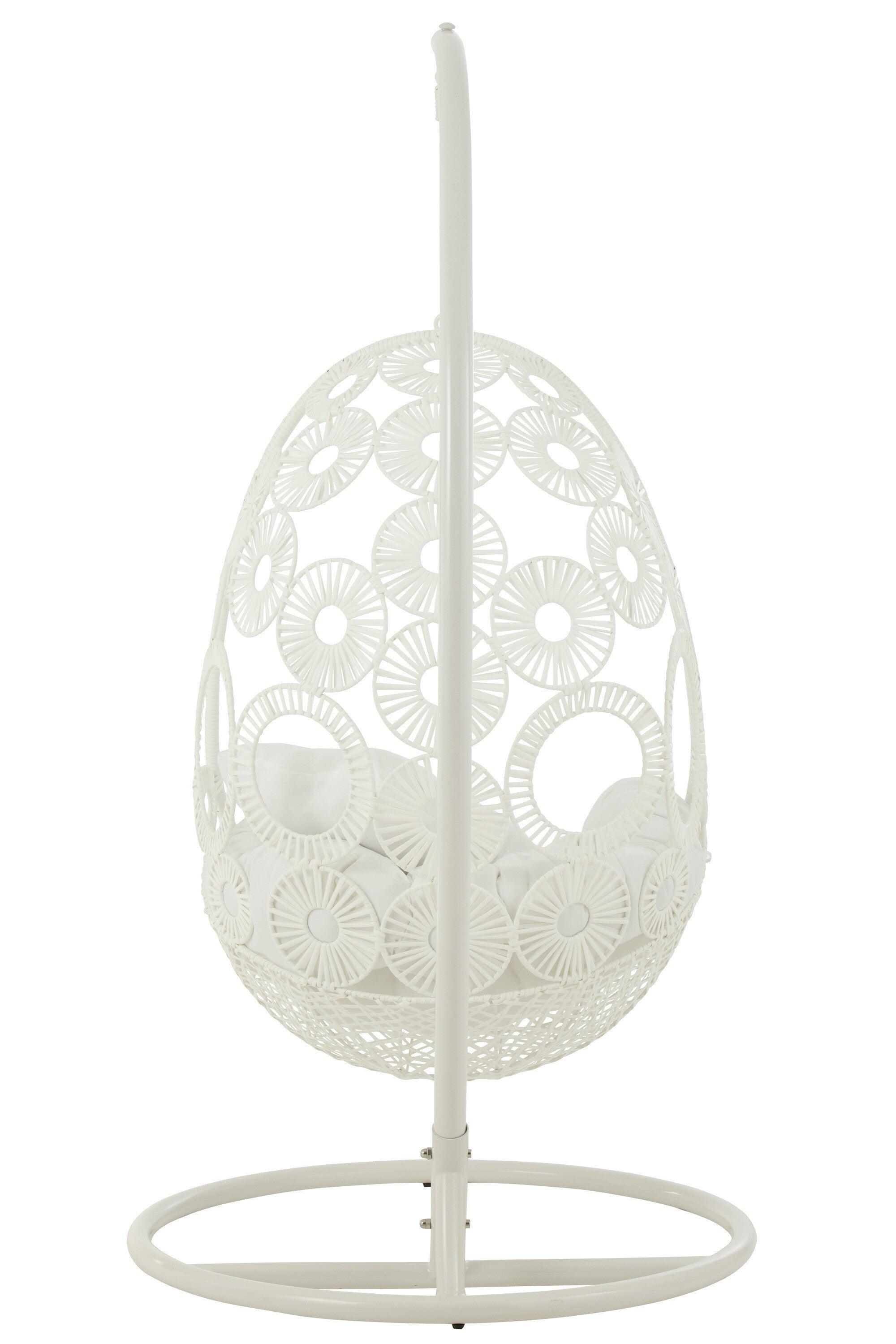 Hangstoel + Kussens Bula Metaal/Riet Wit - Hangstoel - J-Line - livinglovely.nl