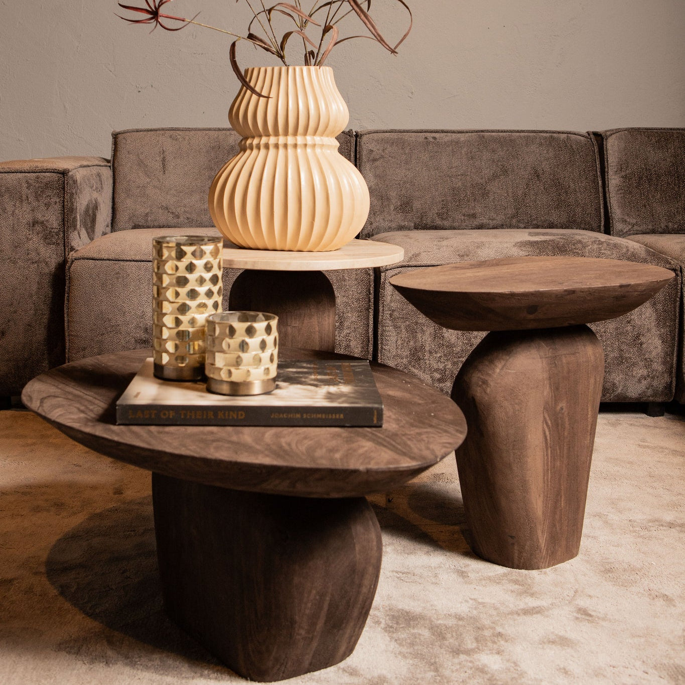 Harshad Brown Mango Wood Coffee Table Organic PTMD - Salontafel - PTMD - livinglovely.nl