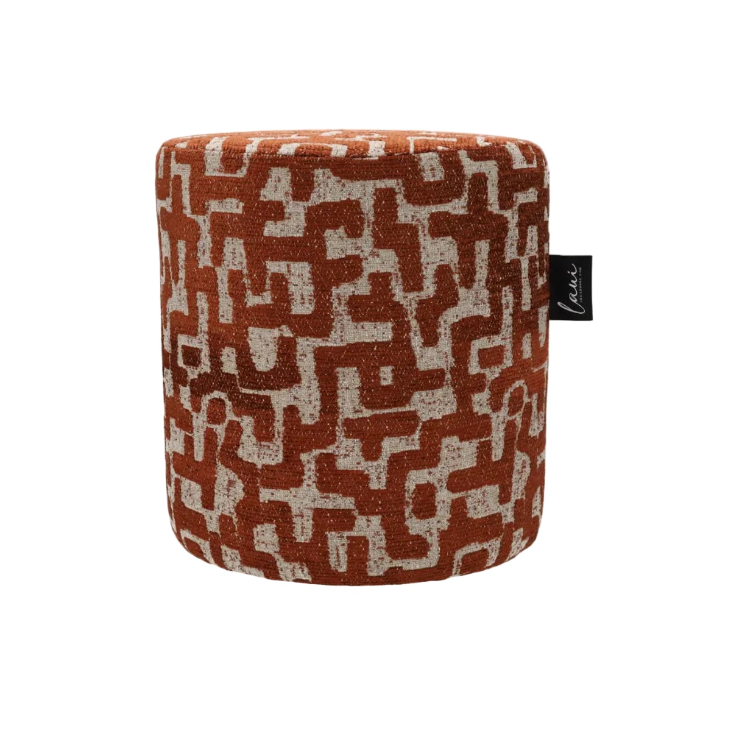 Laui Lounge Indoor Pouf Rural Brique Ø42x48 cm, ronde poef in warm baksteenrood