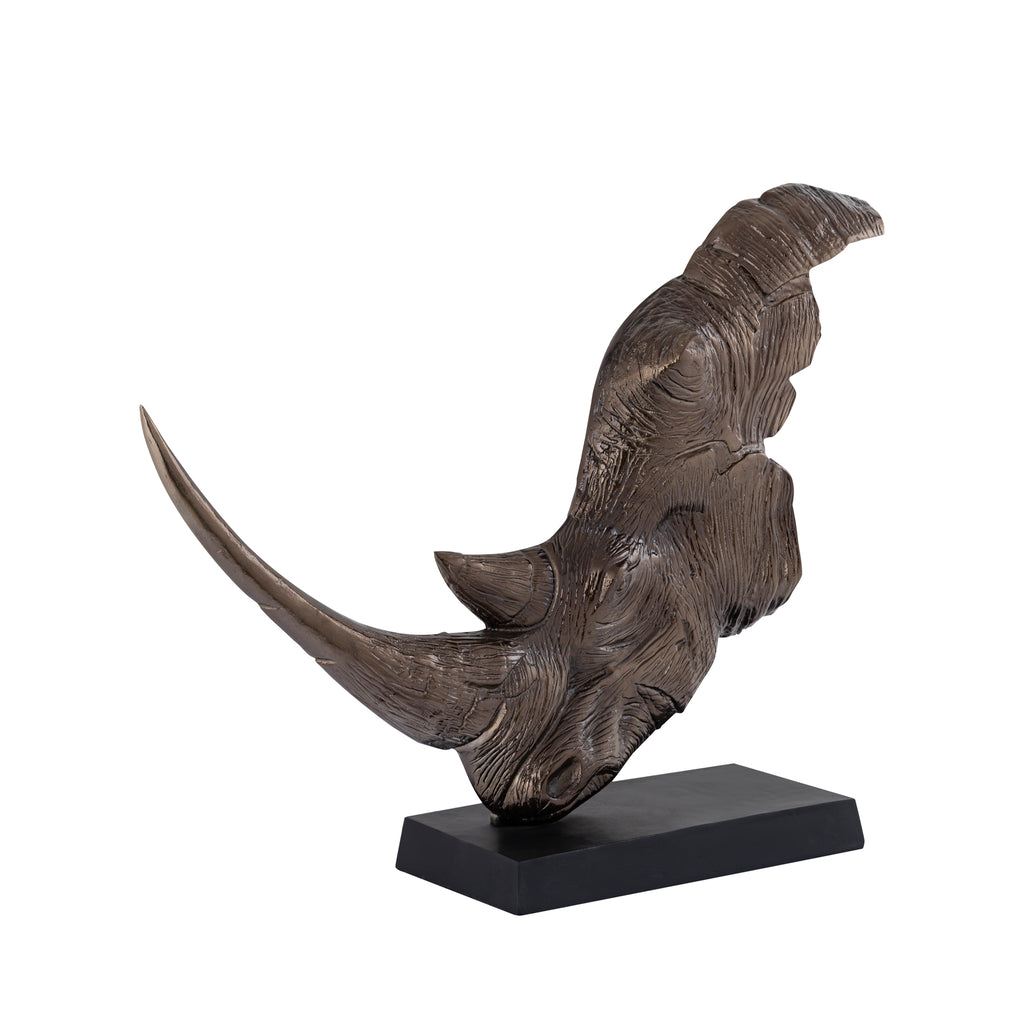 Iriss Brass casted alu rhino statue black base PTMD - Beeld - PTMD - livinglovely.nl