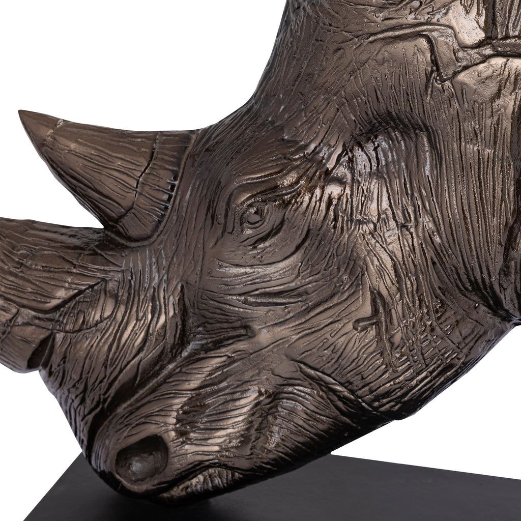 Iriss Brass casted alu rhino statue black base PTMD - Beeld - PTMD - livinglovely.nl