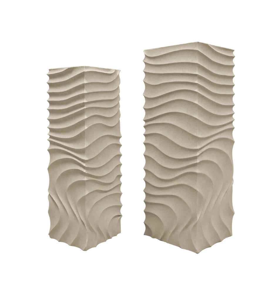 Isaiah Cream mdf Zuil wavy design Set van 2 PTMD - Zuil - PTMD - livinglovely.nl