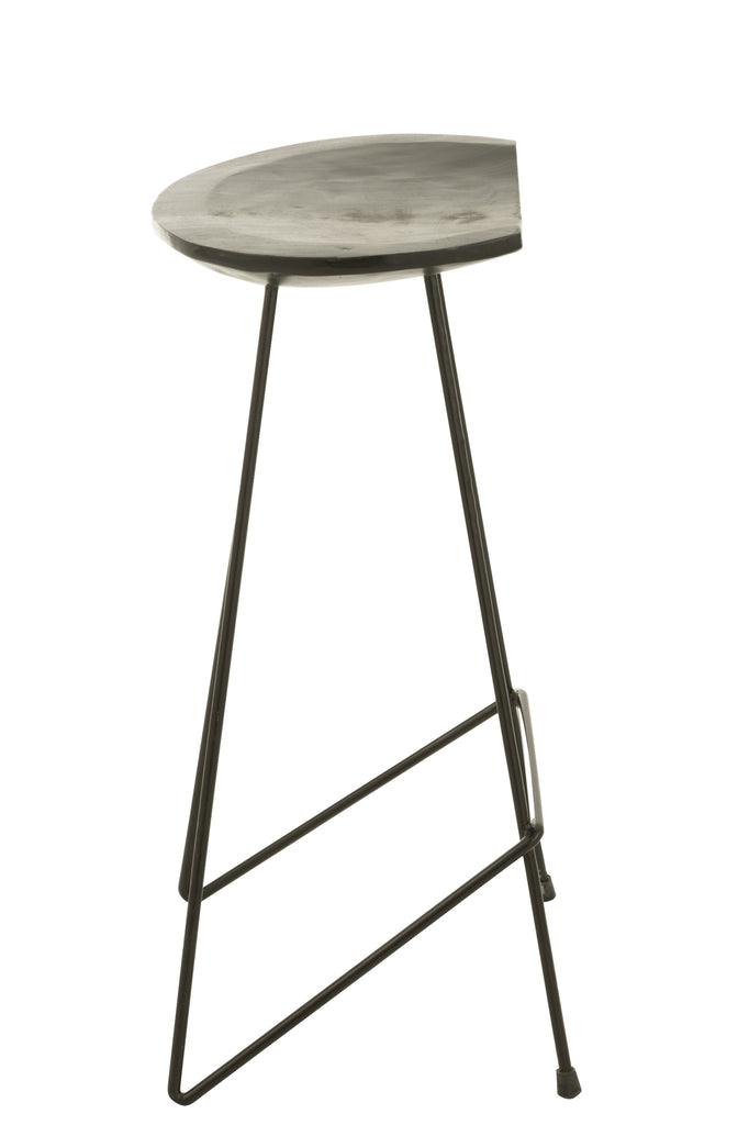 J-Line Barstoel Teakhout Ijzer Zwart - Barkruk - J-Line - livinglovely.nl