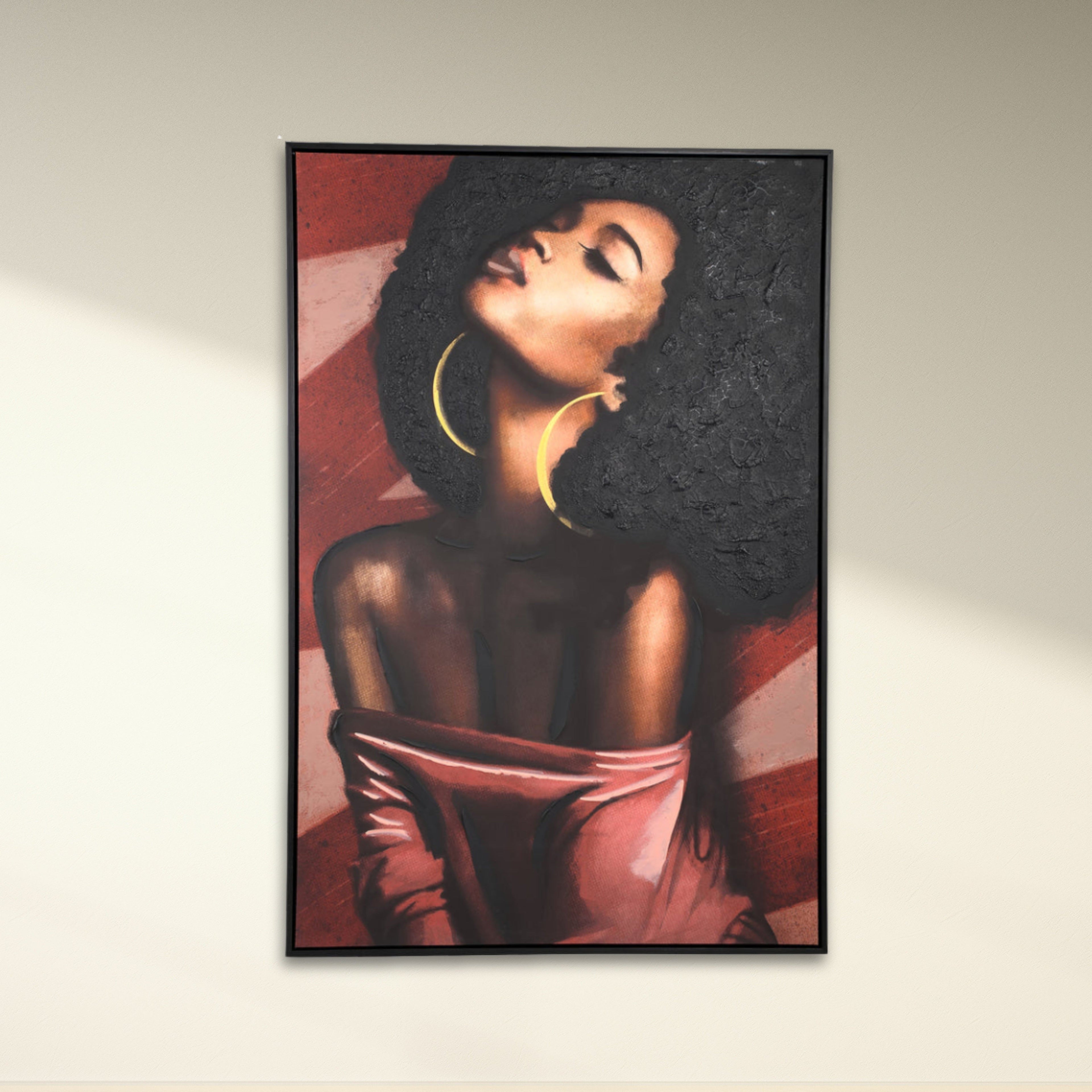 Janicia Black Polyester Painting Woman PTMD - Schilderij - PTMD - livinglovely.nl
