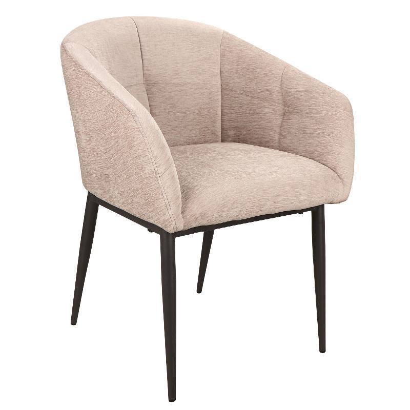 Jeno Cream 04 Aura Fabric Armchair Black Legs Eetkamerstoel PTMD - Eetkamerstoel - PTMD - livinglovely.nl