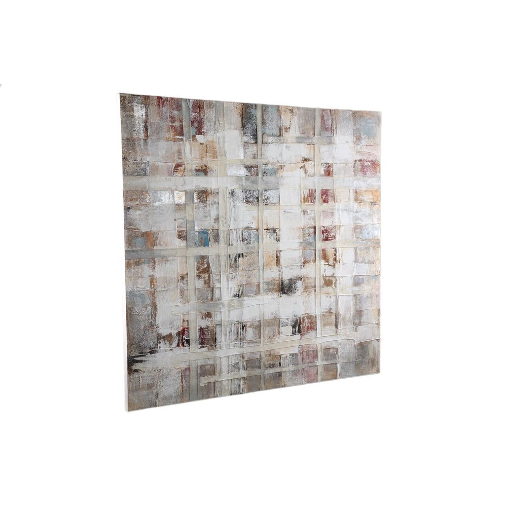Julitta Cream canvas wall panel abstract mixture PTMD - Schilderij - PTMD - livinglovely.nl