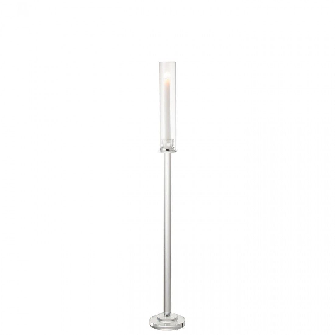 Kaarshouder Moira Glas Transparant Medium - Kandelaar - J-Line - livinglovely.nl