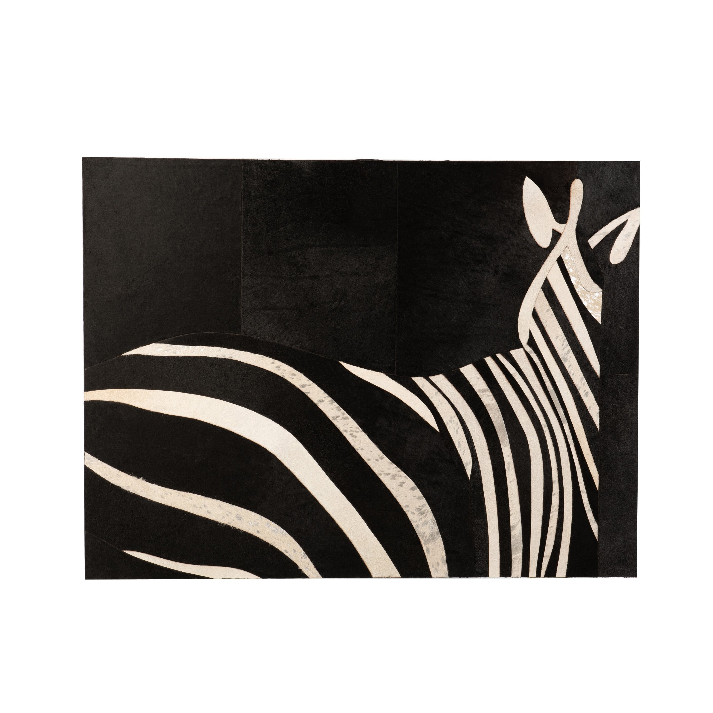 Kader Rechthoek Zebra Leder Zwart/Wit - Schilderij - J-Line - livinglovely.nl