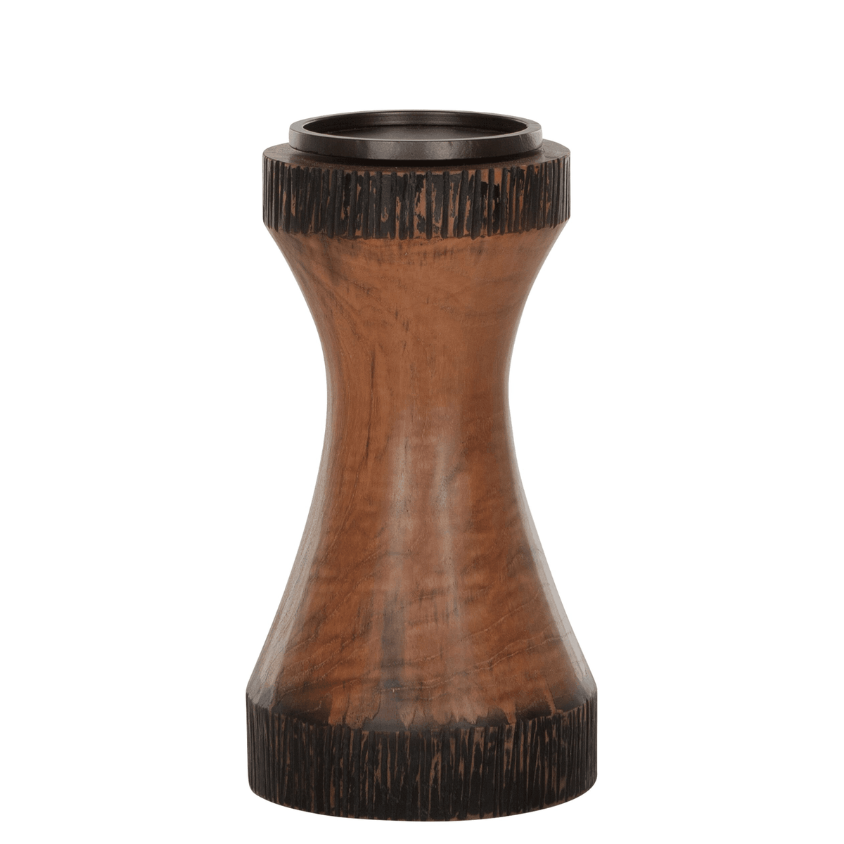 Kandelaar Diabolo Small van MUST Living, getailleerde houten kaarsenhouder in naturel tint
