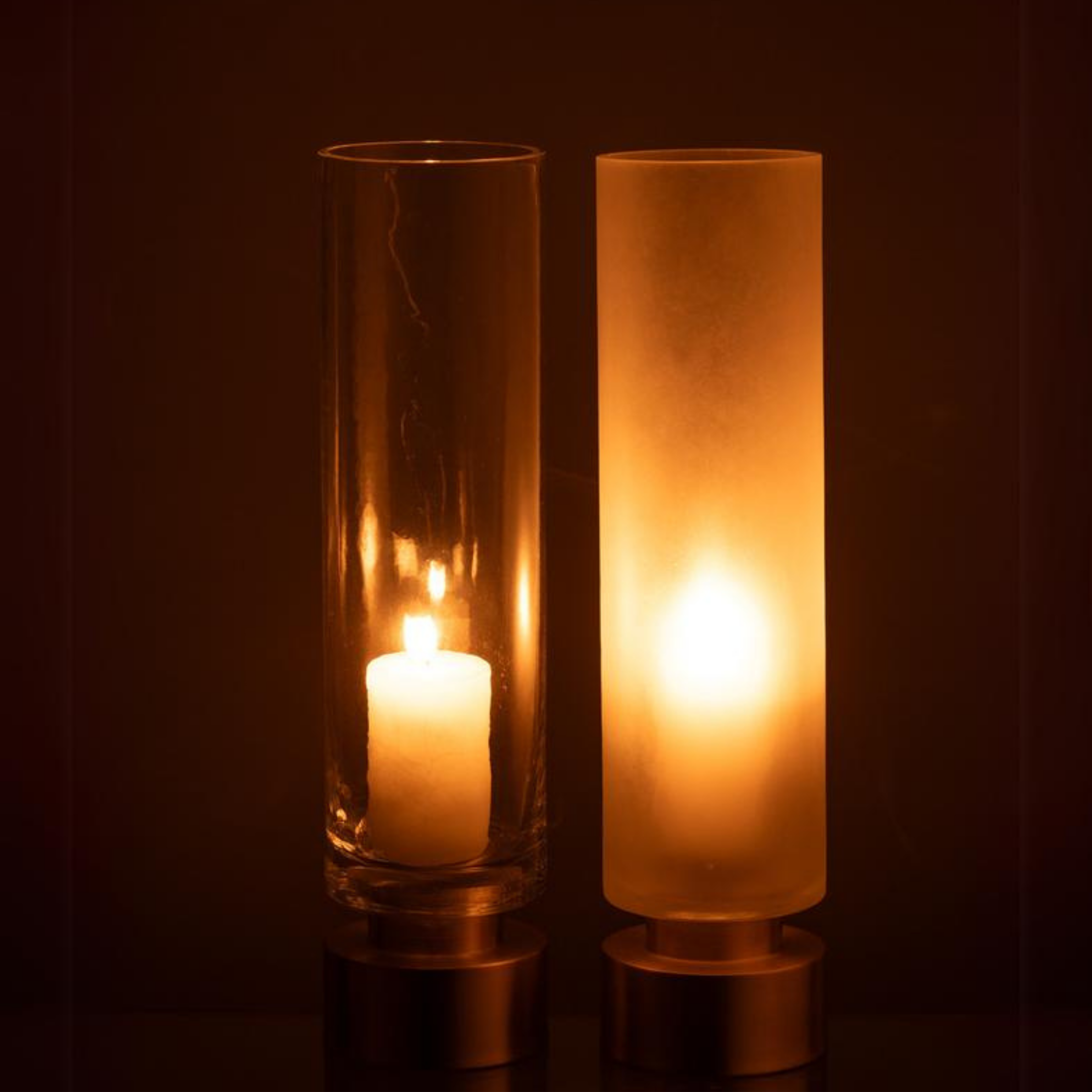 Kandelaar Pia Half Goud Large Set van 2 - Kandelaar - J-Line - livinglovely.nl