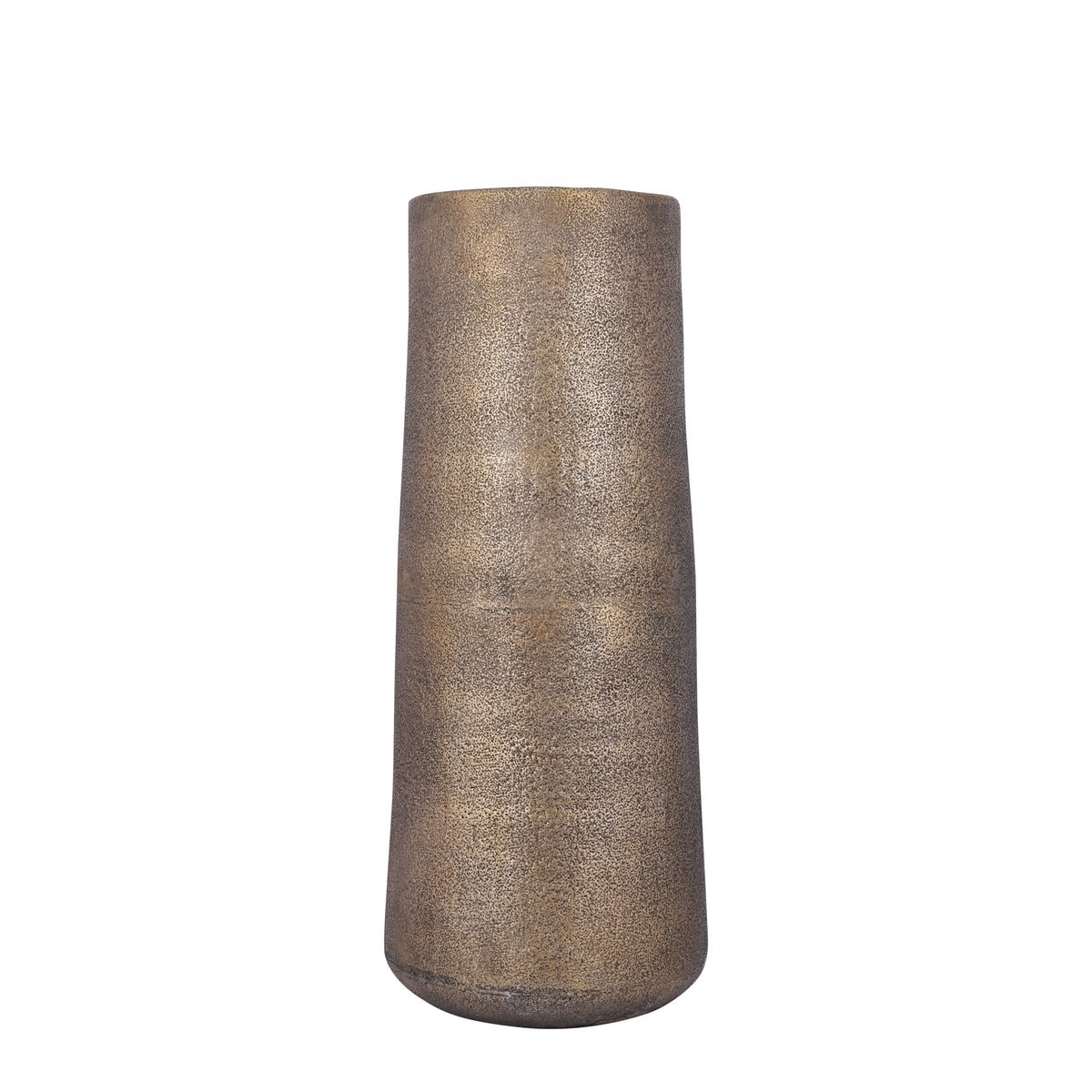 Kardine Antique Gold Alu Pot Dented Pattern High M van PTMD, hoge aluminium pot in antiek goud op witte achtergrond