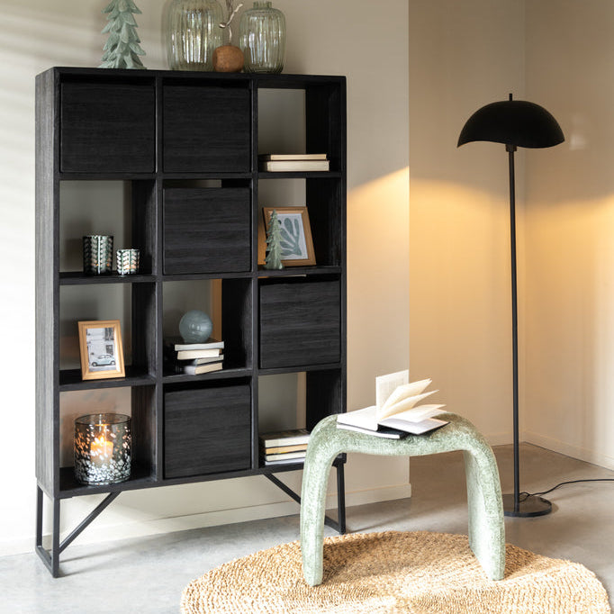 Kast Mode Mango Hout/Mdf Zwart - Boekenkast - J-Line - livinglovely.nl