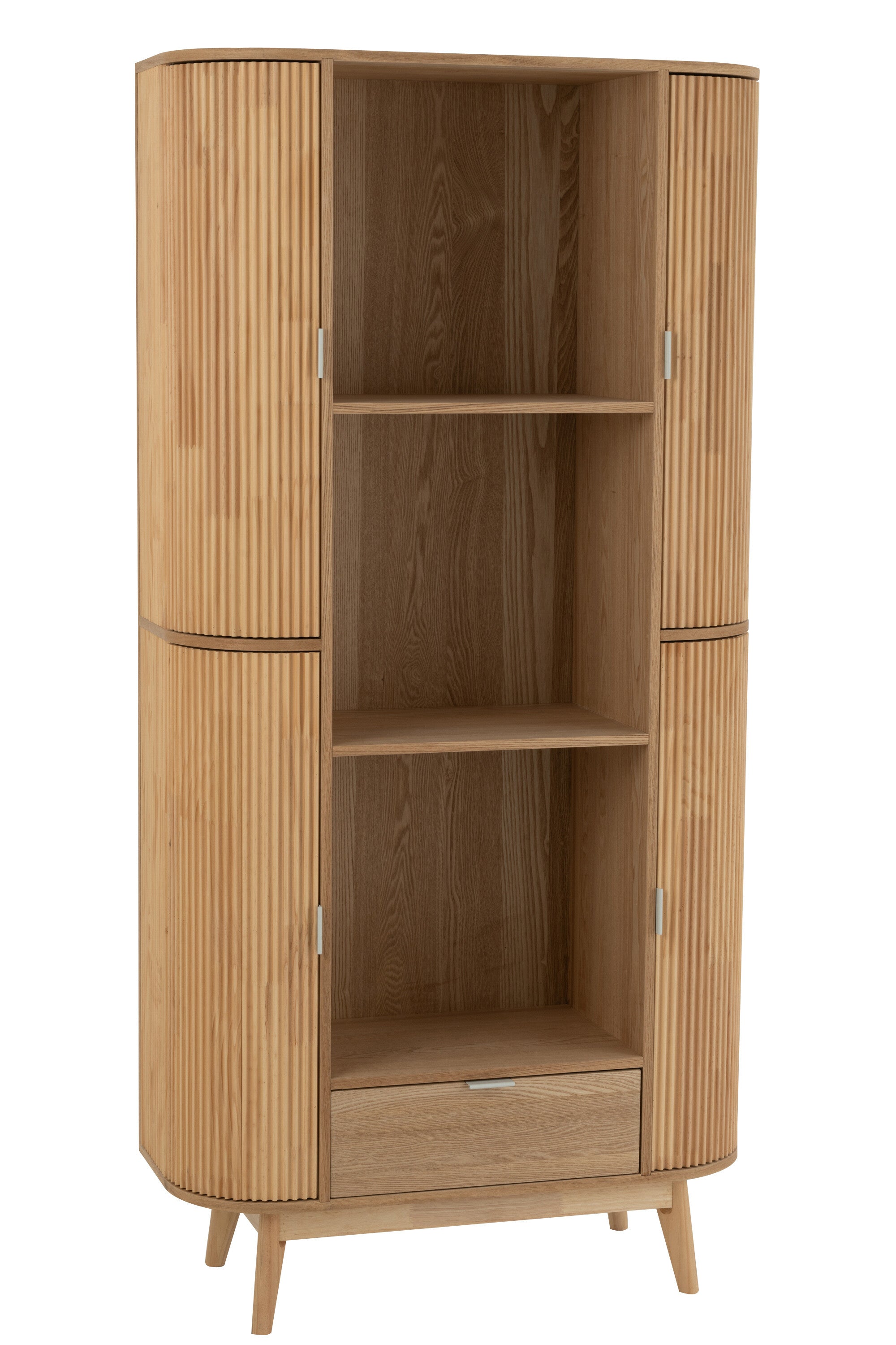 Kast Vakken Rond Mdf/Dennenhout Naturel - Boekenkast - J-Line - livinglovely.nl