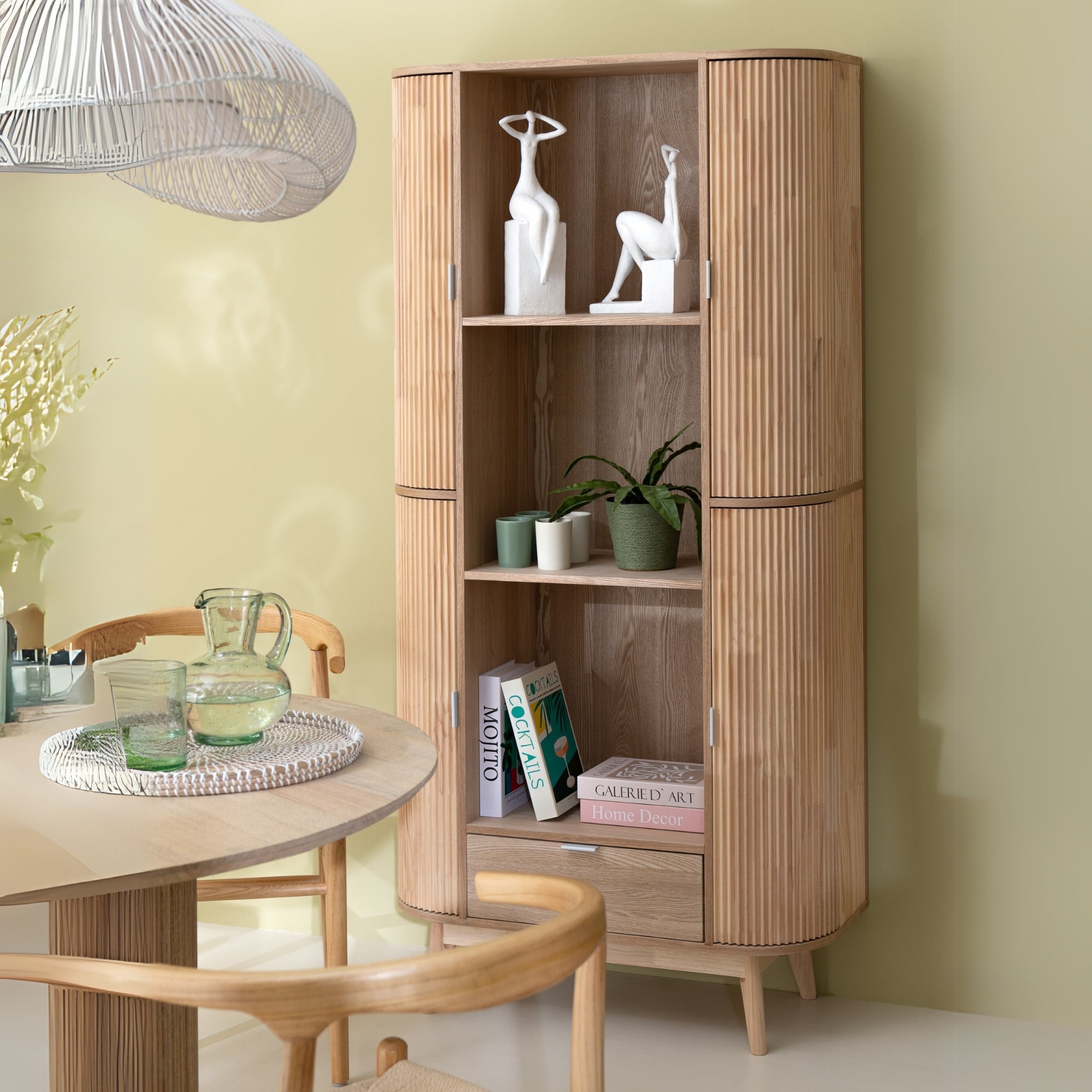 Kast Vakken Rond Mdf/Dennenhout Naturel - Boekenkast - J-Line - livinglovely.nl