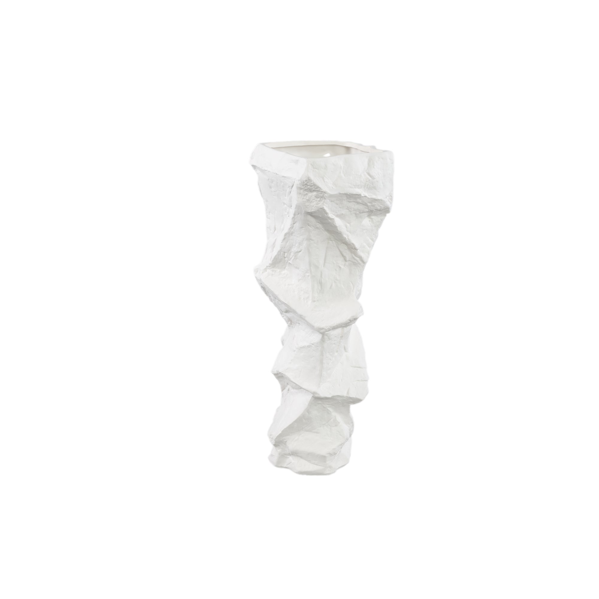 Kellie White Ceramic Organic Shaped Vase Low 15,5x38cm PTMD - Vaas - PTMD - livinglovely.nl