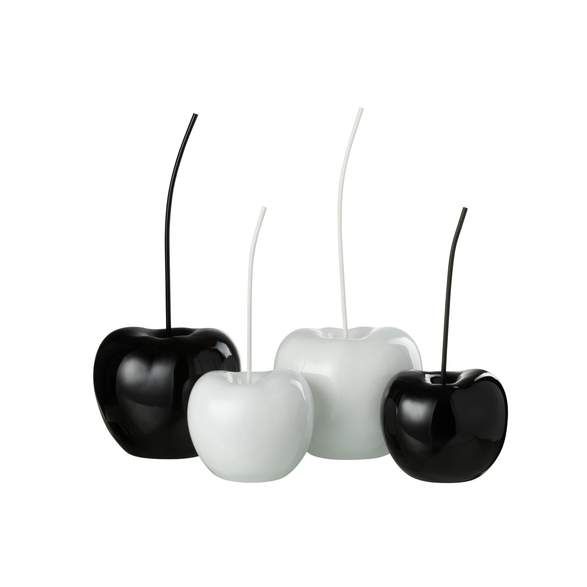 Kers Resine Blinkend Wit/Zwart Large Set Van 2