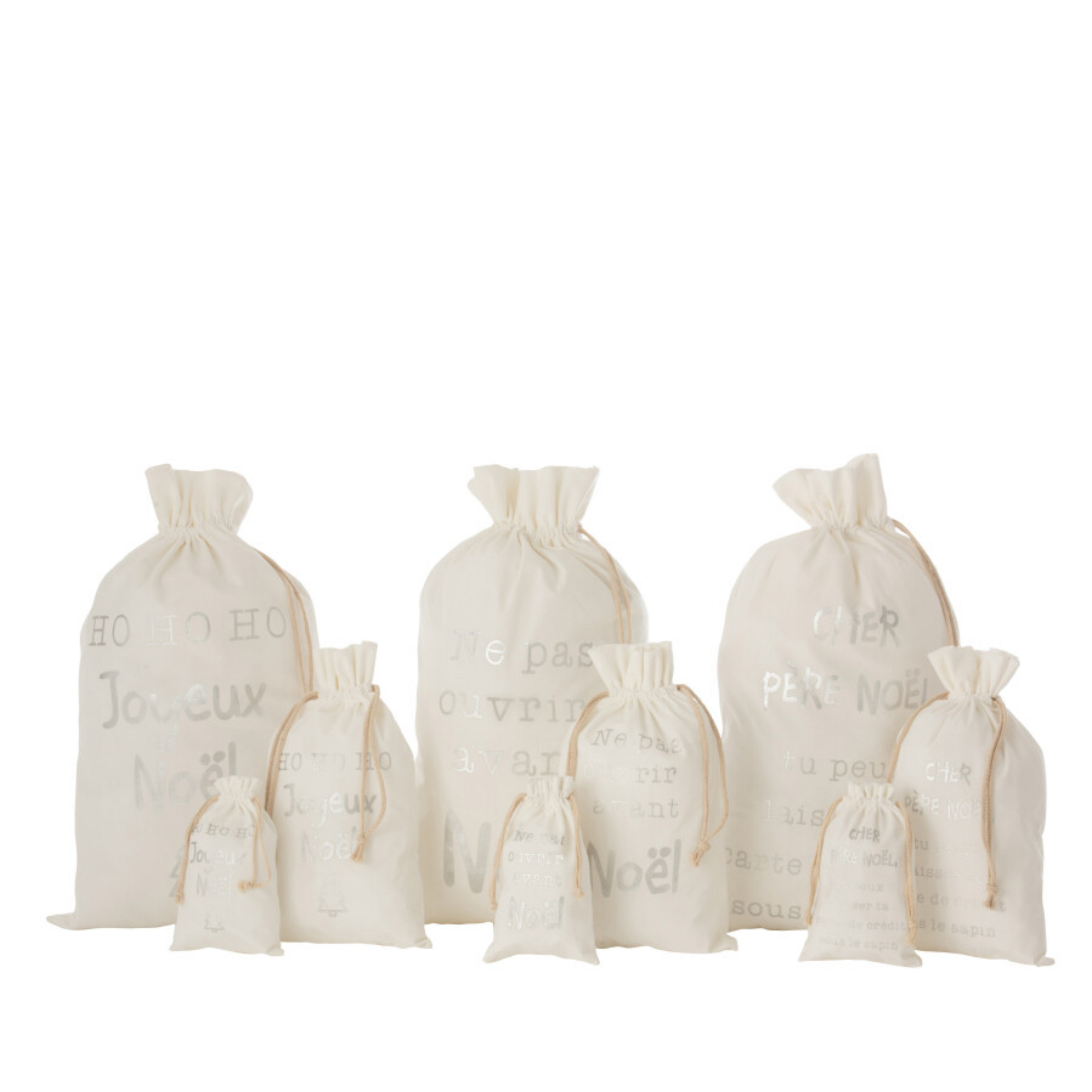 Kerst Zak Frans Velvet Wit Small Set van 3 - Cadeauverpakking - J-Line - livinglovely.nl
